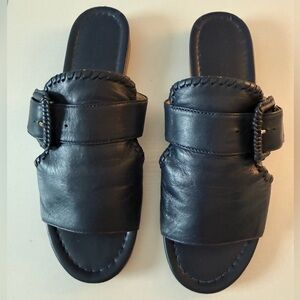 Jack Rogers Navy Leather Sandals Slides Size 8.5